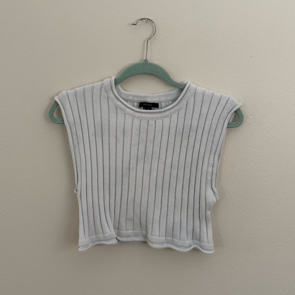 Forever 21 Light Blue Ribbed Sleeveless Top Size Small
